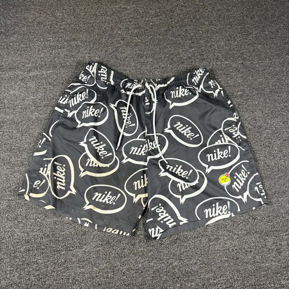 Nike Airmoji Woven Shorts Size L Black Nylon Graphic